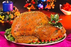 Pavo navideño con corteza