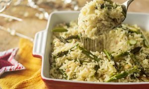 ARROZ CREMOSO CON ESPÁRRAGOS Y TOCINETA